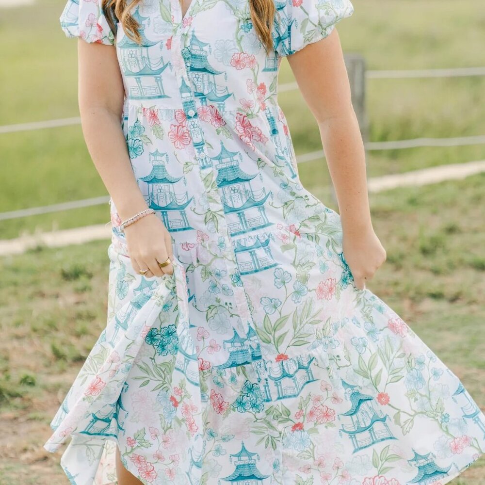 $189 NWT Marigold by Victoria Dunn TATUM EMERALD PAGODA Dress XS